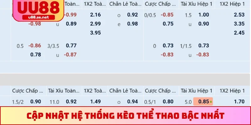 Cập nhật hệ thống kèo thể thao bậc nhất